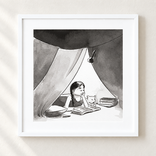 Cat and the Girl | Art Print