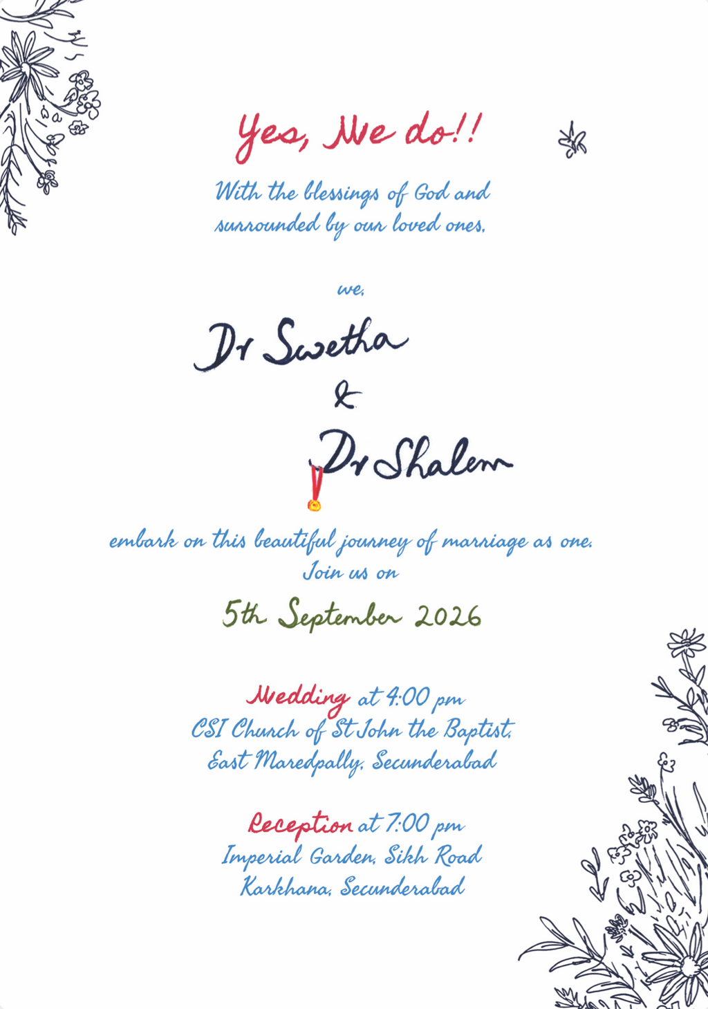 Swetha Shalem Wedding Card